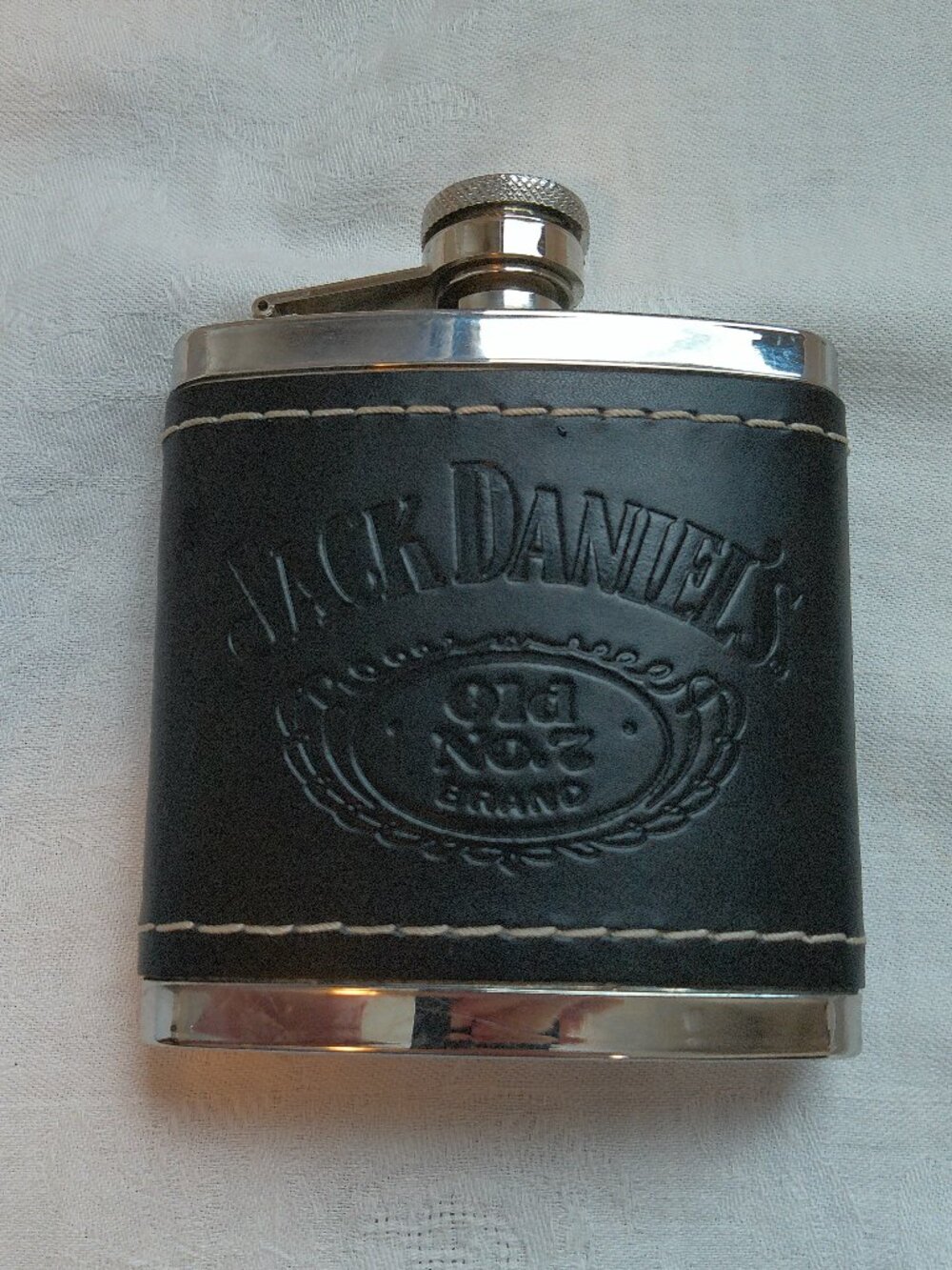 Jack Daniels Old No. 7 2009 Stainless Steel Leather Wrapped 5oz Flask